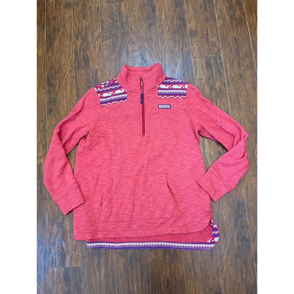 Vineyard Vines Whale Isle Shoulder Sweater Relaxed Shep Shirt Red Medium